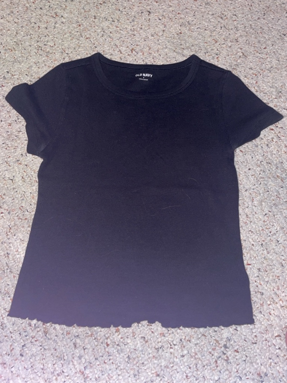 Old Navy Black Waffle Short Sleeve Crew Tee
